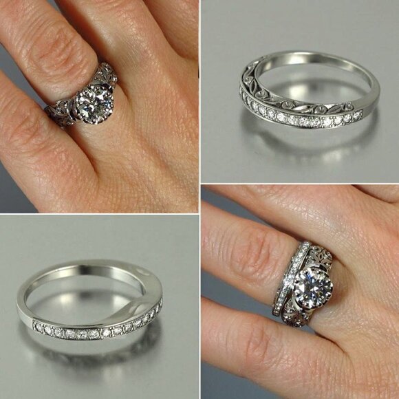 💝 Trendy Gems Macro Pave Pattern Cubic Carved Vintage Ring for Women, EVGG1415 - Picture 4 of 4